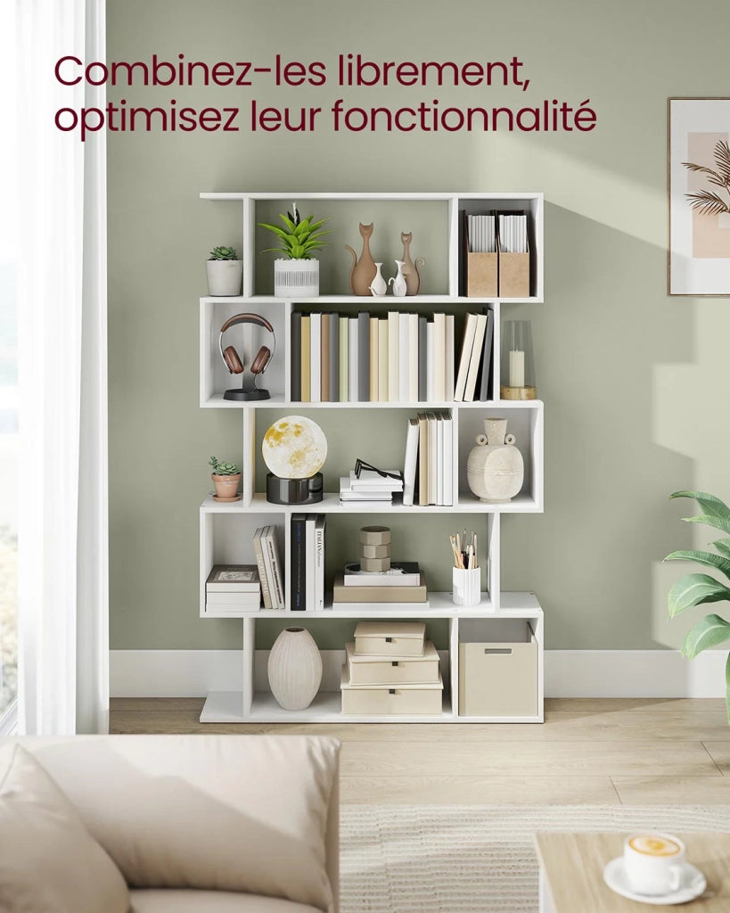 Libreria a 5 ripiani 24 x 90 x 159 cm mobile contenitore con scomparti aperti per soggiorno camera da letto ufficio marrone rustico 12_0004272