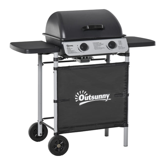 Barbecue a Gas 2 Fuochi 104x49x99 cm in Acciaio e Plastica PP Nero
