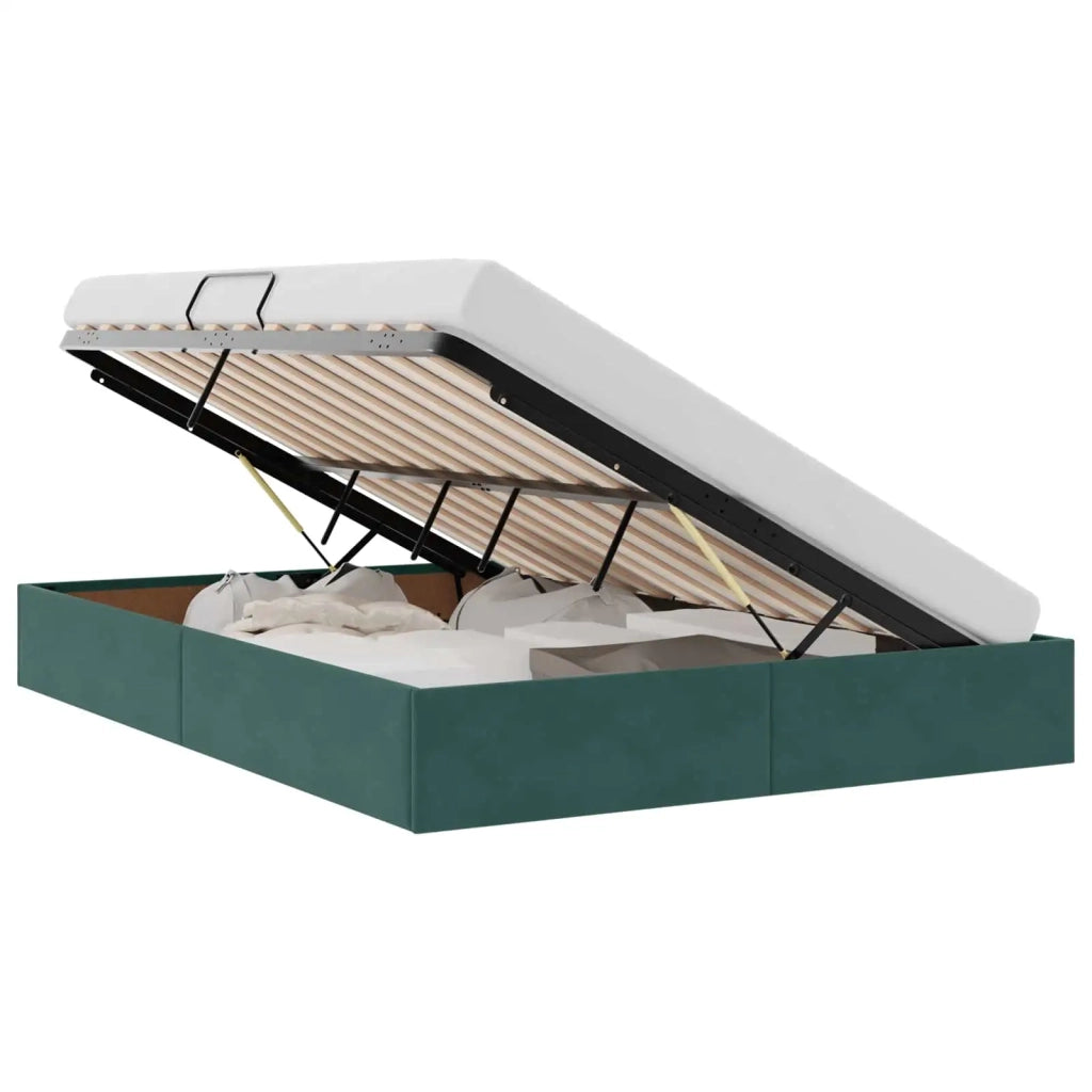 Letto ottomano Verde Scuro 140 x 190 cm Velluto 3442883