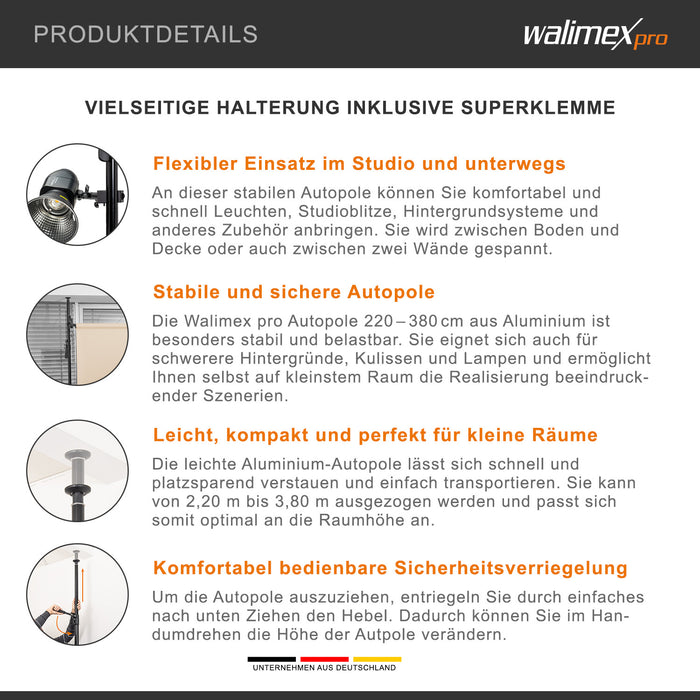 Autopole 220-380 cm incl. supermorsetto