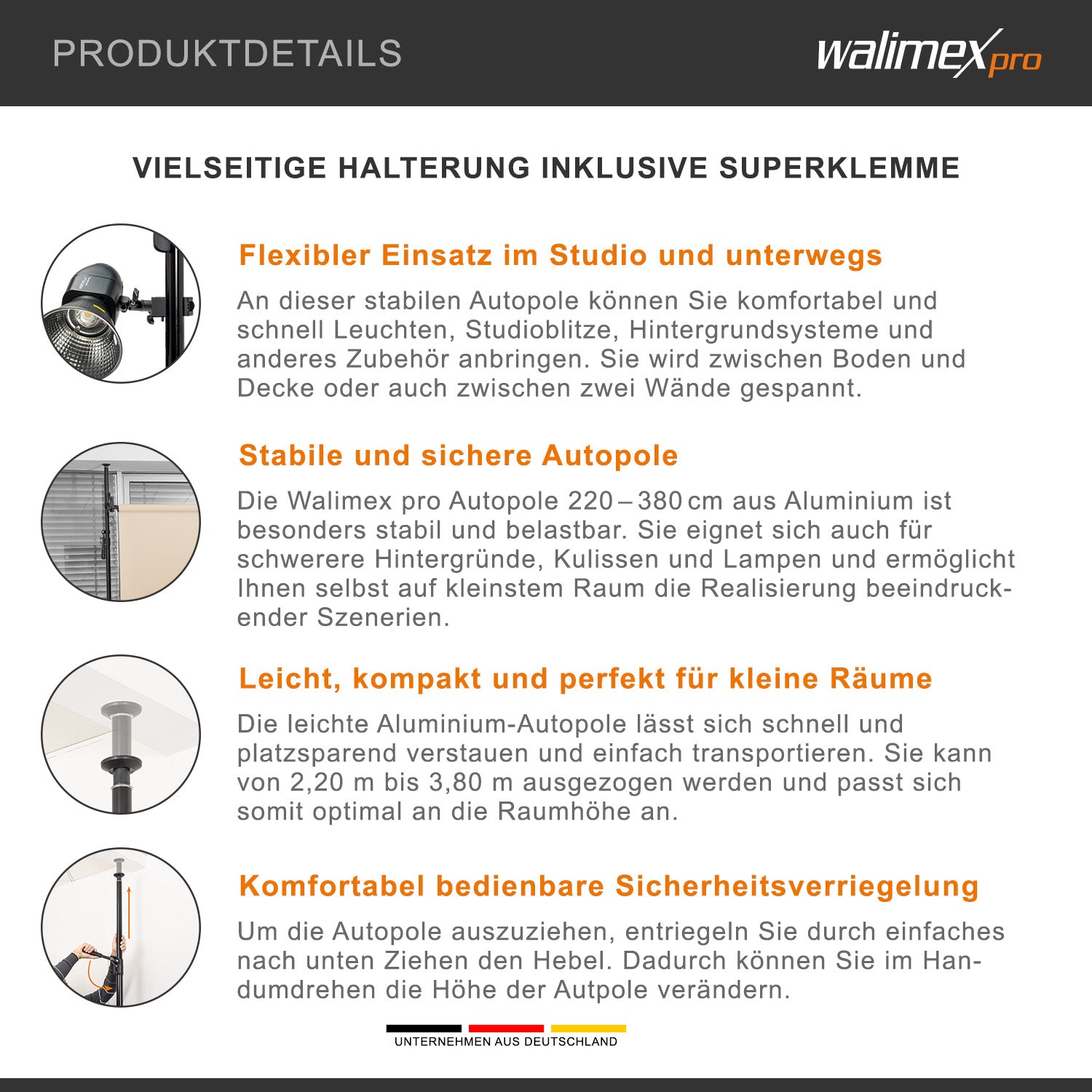 Autopole 220-380 cm incl. supermorsetto