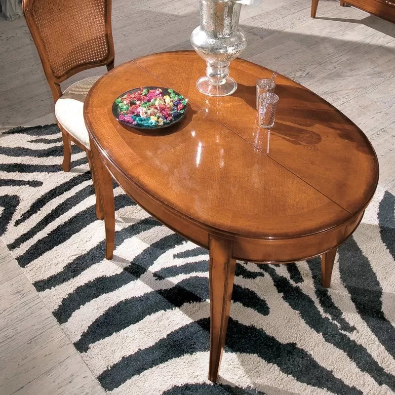 Tavolo ovale allungabile classico legno intarsio bassano 80x110x79 - Mobili 2G