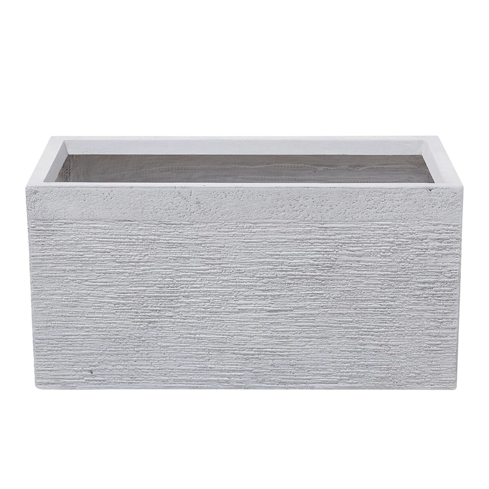 Vaso per piante in fibra di argilla bianca 60 x 29 x 30 cm Fioriera rettangolare per interni ed esterni