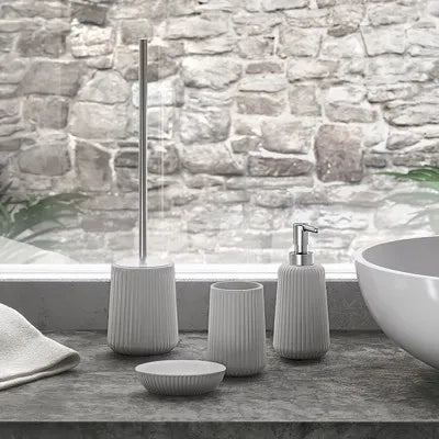 Portascopino d'appoggio grigio Gedy serie Marika in ceramica