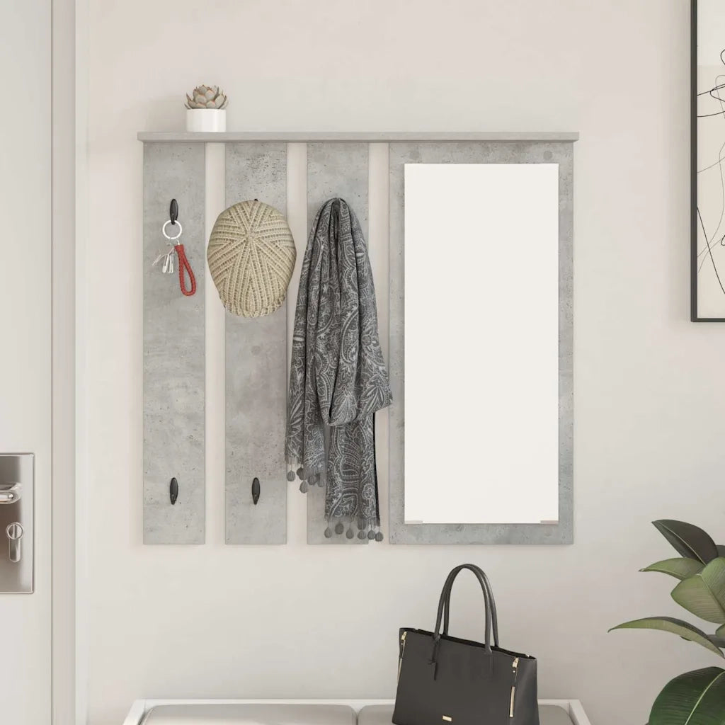 Appendiabiti a muro con specchio Grigio cemento 84 x 10 x 80 cm CFW2594461