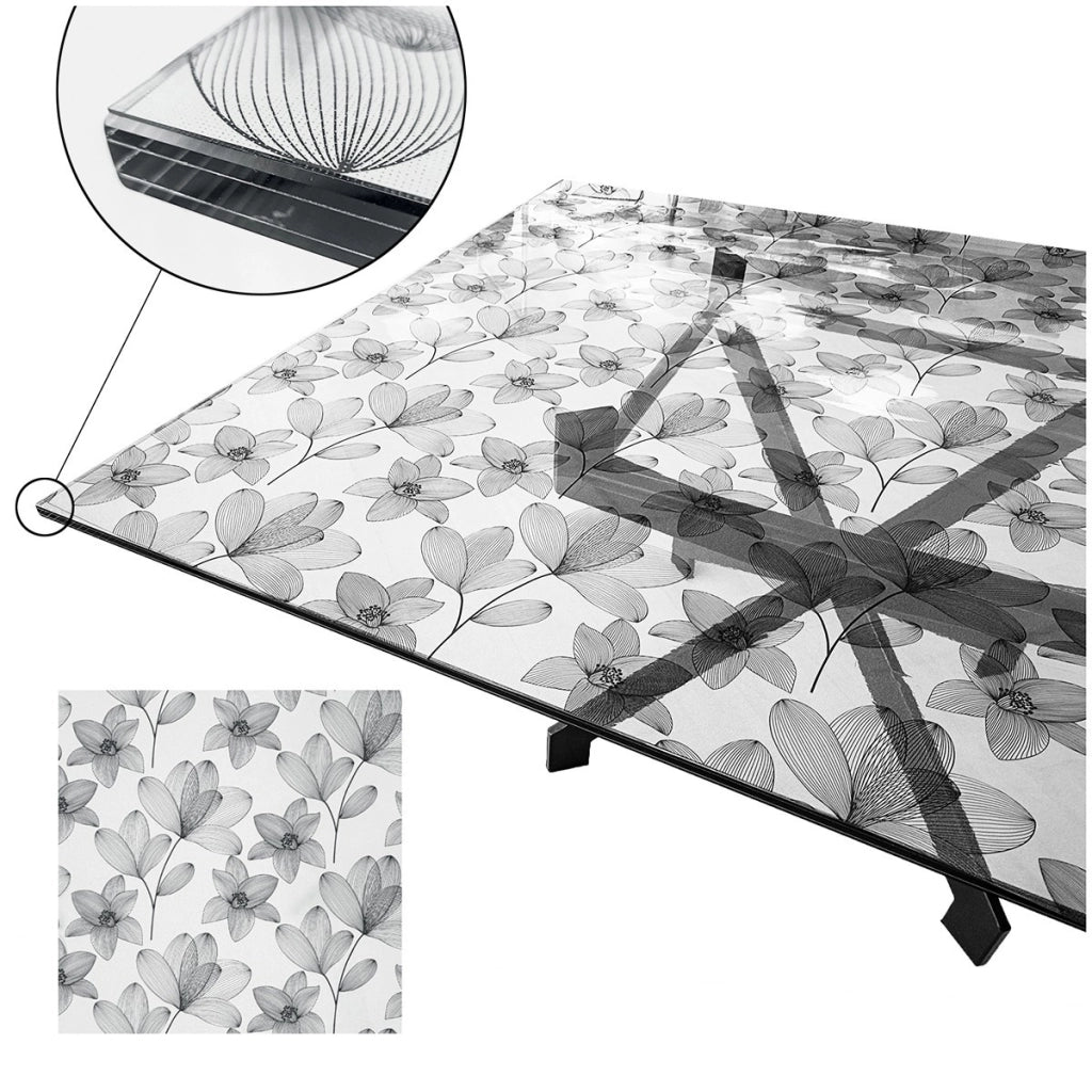 Tovaglia Trasparente Decorata Glitterata Pellicola Pvc 100x480 Cm Tavolo Antimacchia Spessa Fiori (C)