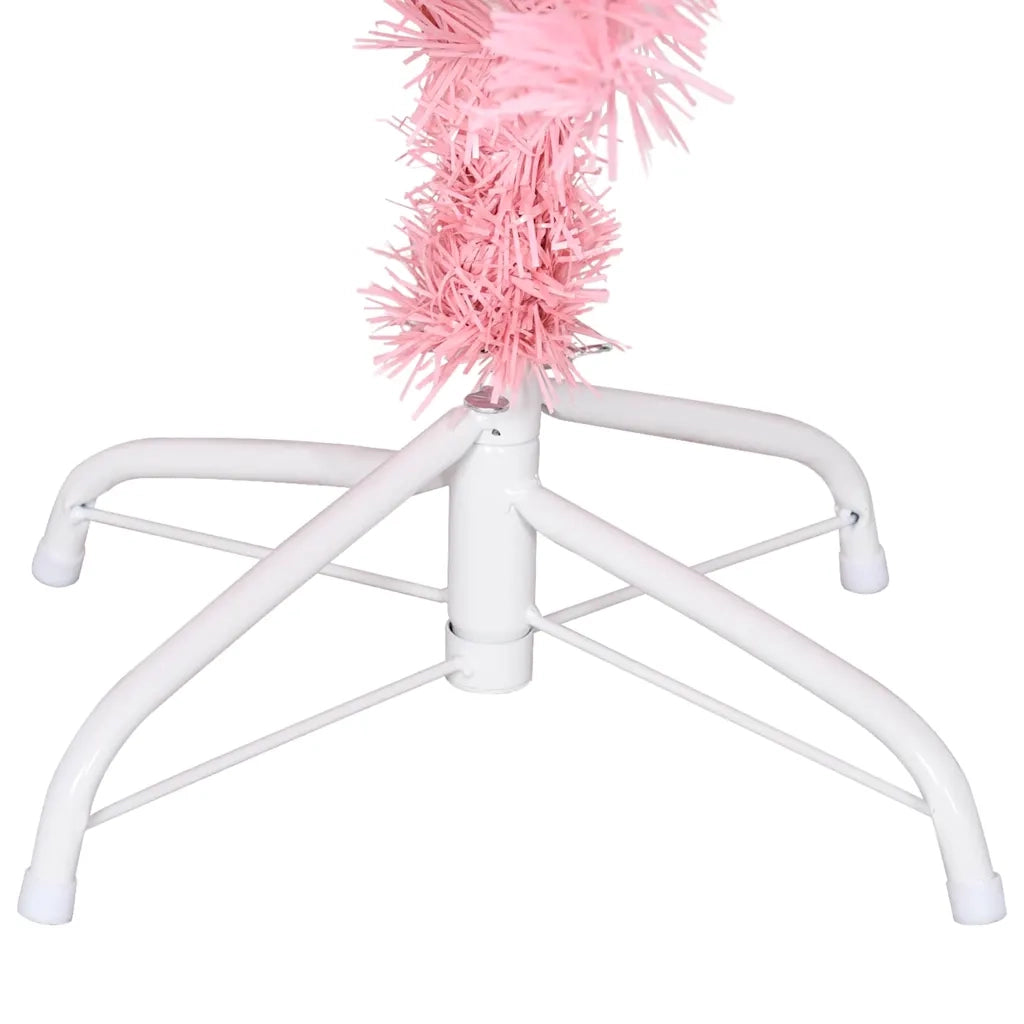 Albero di Natale Artificiale Sottile con Base-Decorazioni natalizie Rosa 150 cm PVC