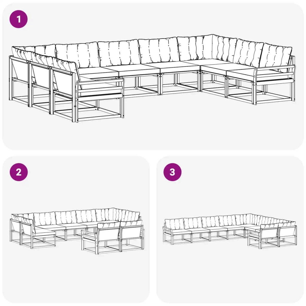 Set di divani da esterno 9 pz Bianco e Beige 3389071
