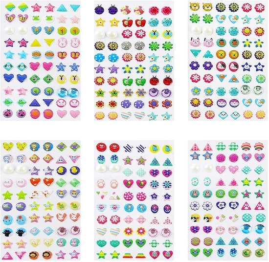 Stickers a cristalli 360 pezzi - Stickers tridimensionali - Decorazioni adesive autoadesive - Colori vivaci - PVC/Epoxy - Adatti alle bambine