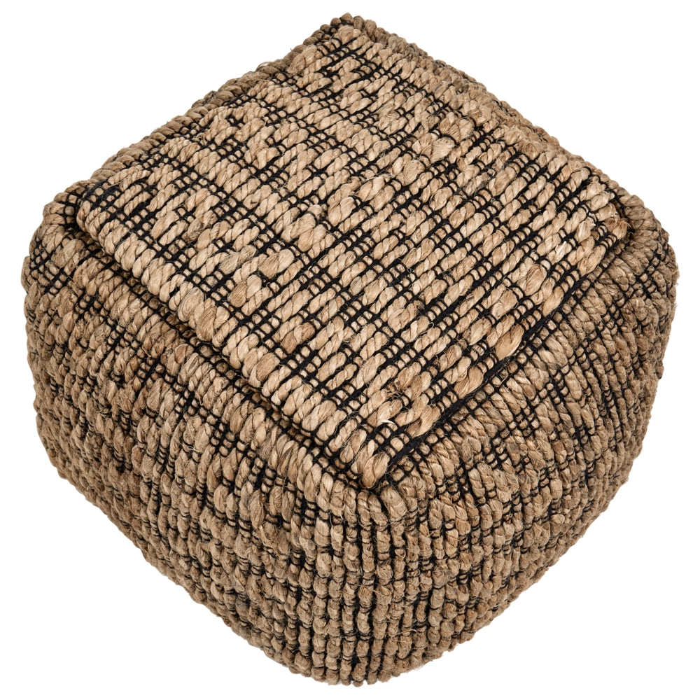 Pouf beige in iuta e cotone EPS con imbottitura di palline, pouf quadrato per il soggiorno in stile Boho