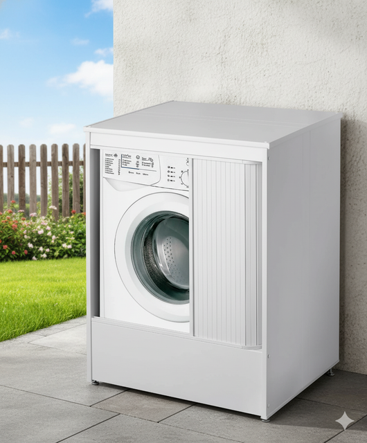 Coprilavatrice da Esterno in PVC 70x94x60 cm con Serranda Forlani Esterni Roc Bianco