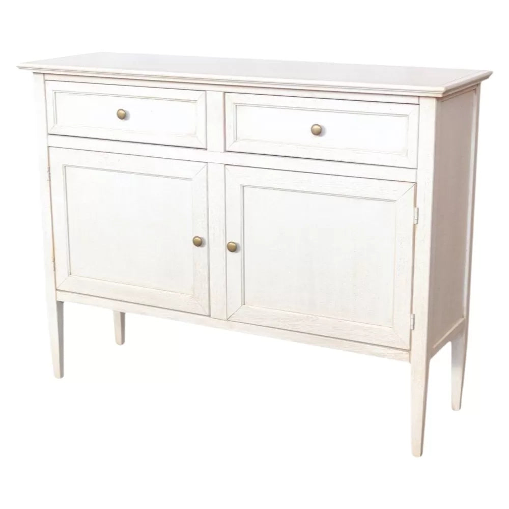 Madia credenza 2 porte 2 cassetti legno shabby bianco anticato 110x35x83 - Mobili 2G