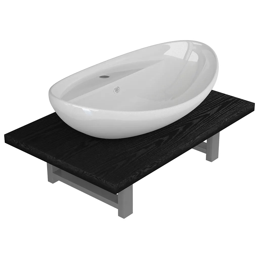 Set Mobili da Bagno | Armadio da bagno 2 pz Ceramica Nero