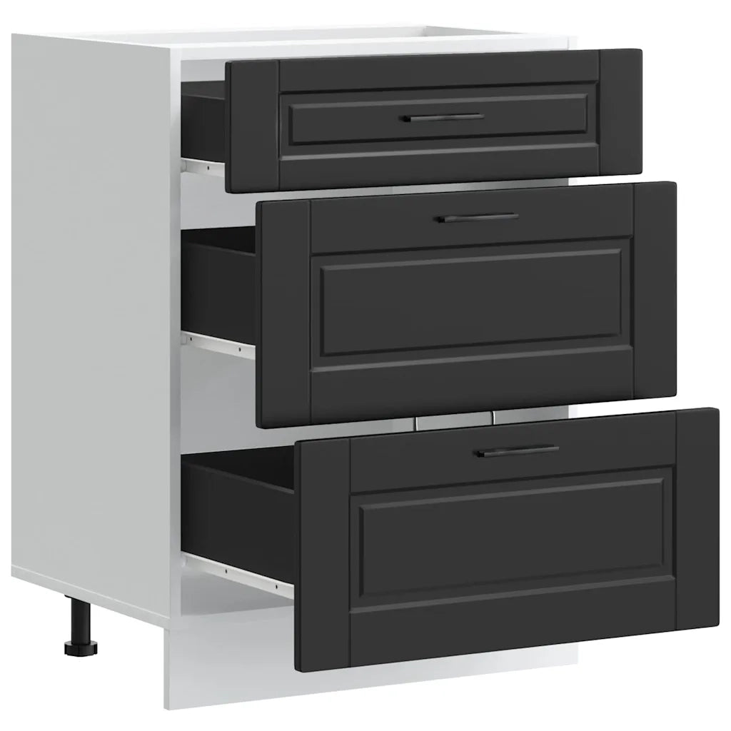 Mobiletto da cucina-Armadio da cucina "Porto" nero in legno ingegnerizzato 245433