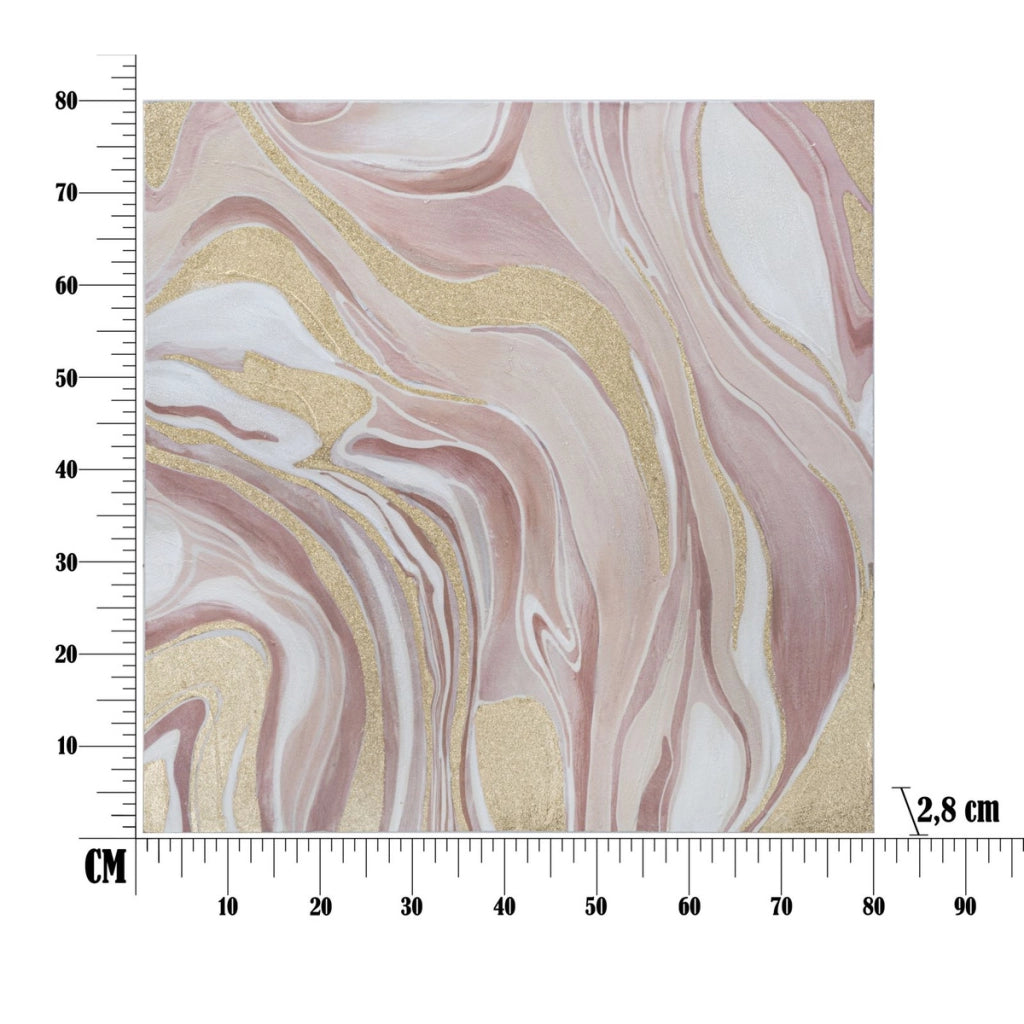 Stampa su Tela Marmo 9, Multicolore, Legno, 80x2,8x80 cm