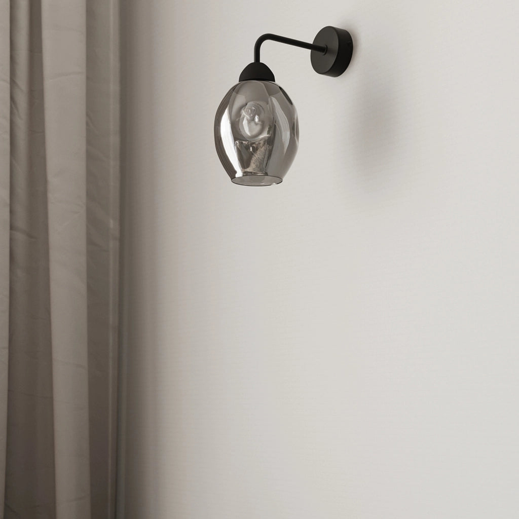 Applique Pure Lume BROSSA nera vetro fumé E27 1 luce