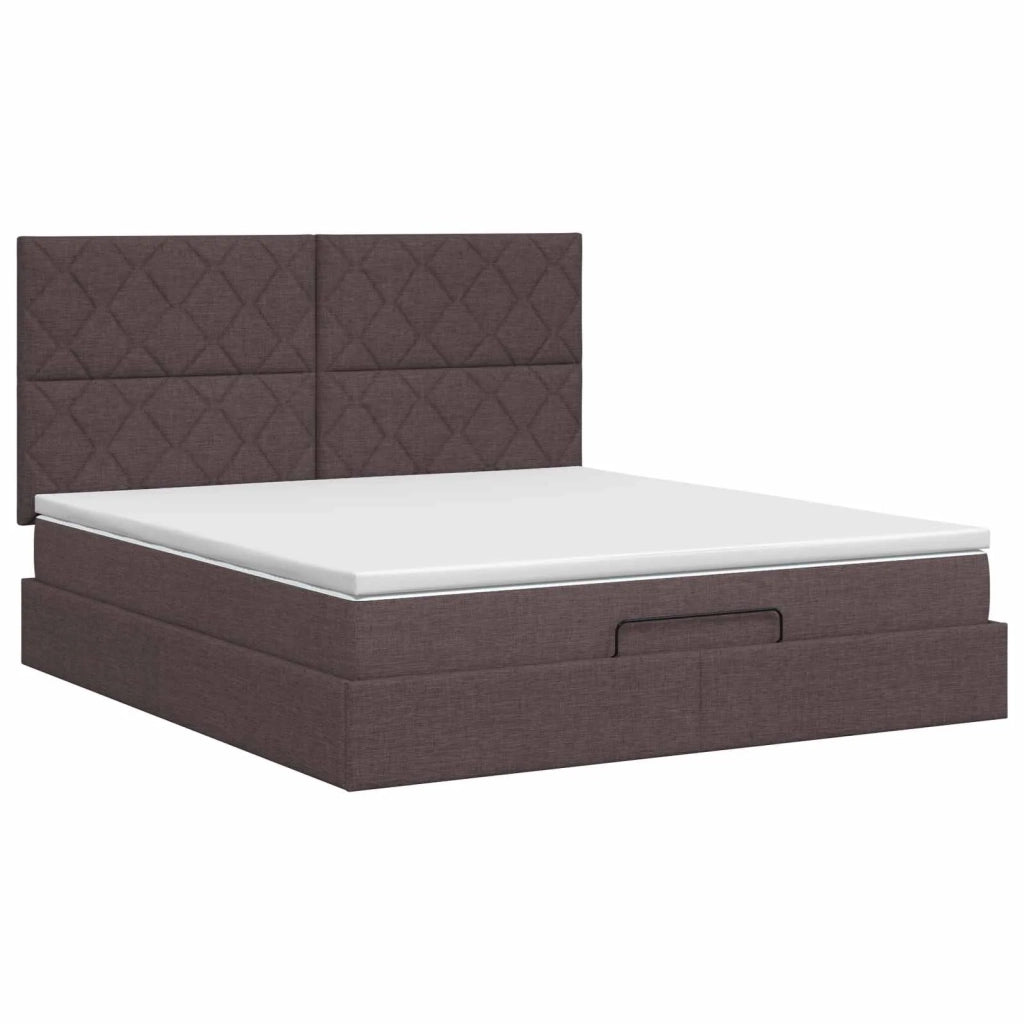 Letto ottomano con materasso Marrone Scuro 140 x 200 cm Tessuto 3457580