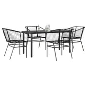 vidaXL Set Mobili da Pranzo per Giardino 5 pz Nero Polyrattan Vetro