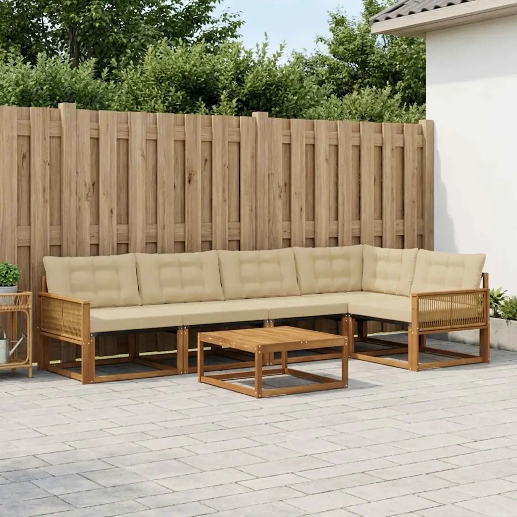 Set di divani da esterno con cuscino 6 pcs Naturale e Beige