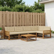 Set di divani da esterno con cuscino 6 pcs Naturale e Beige