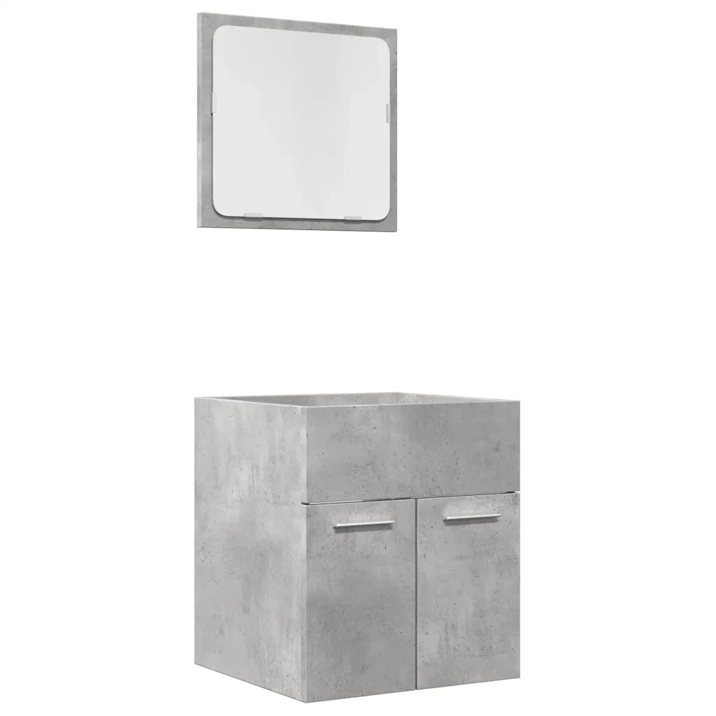 Set Mobili da Bagno 2 pz Grigio Cemento in Legno Multistrato