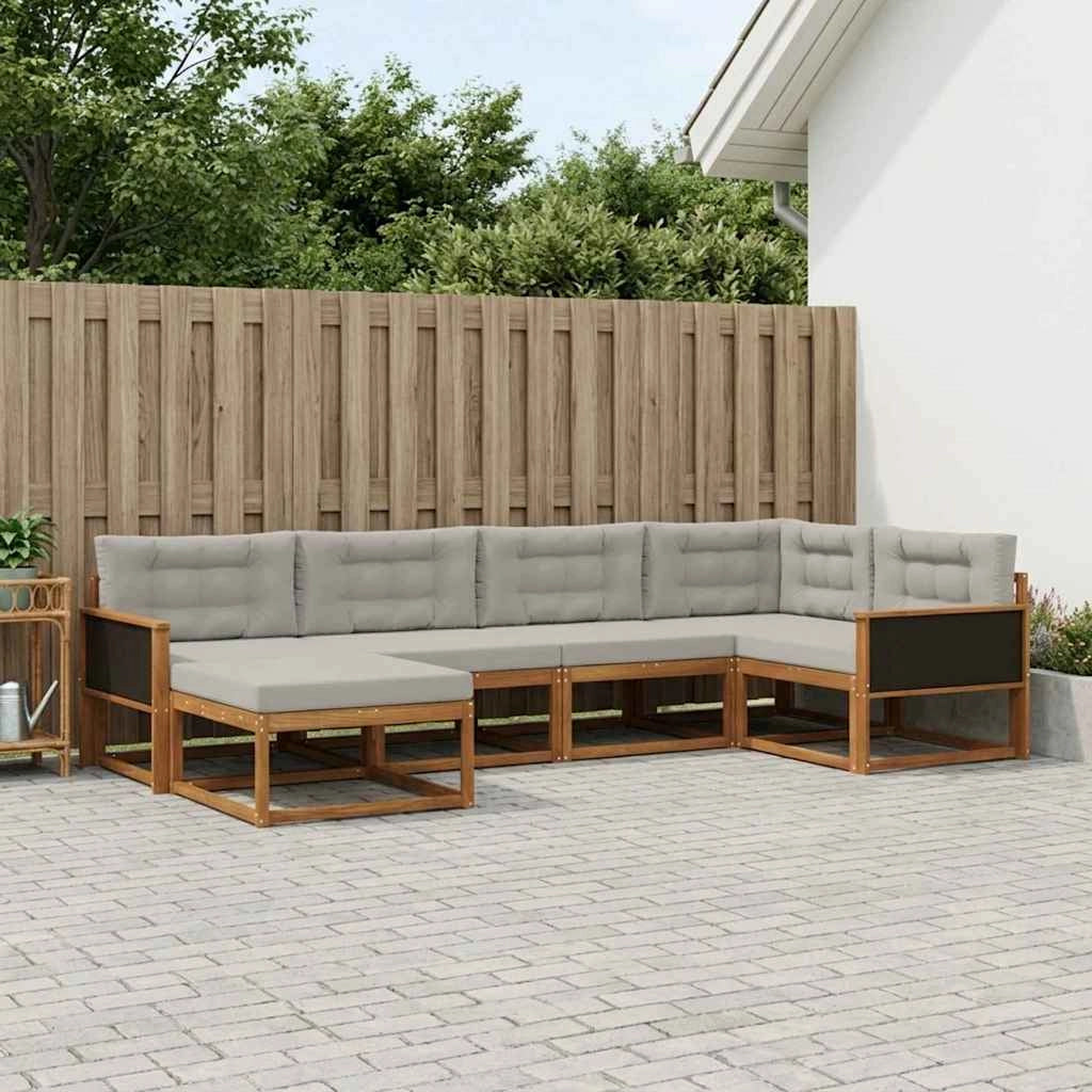 Set di divani da esterno 6 pz Naturale e Grigio chiaro 3382694