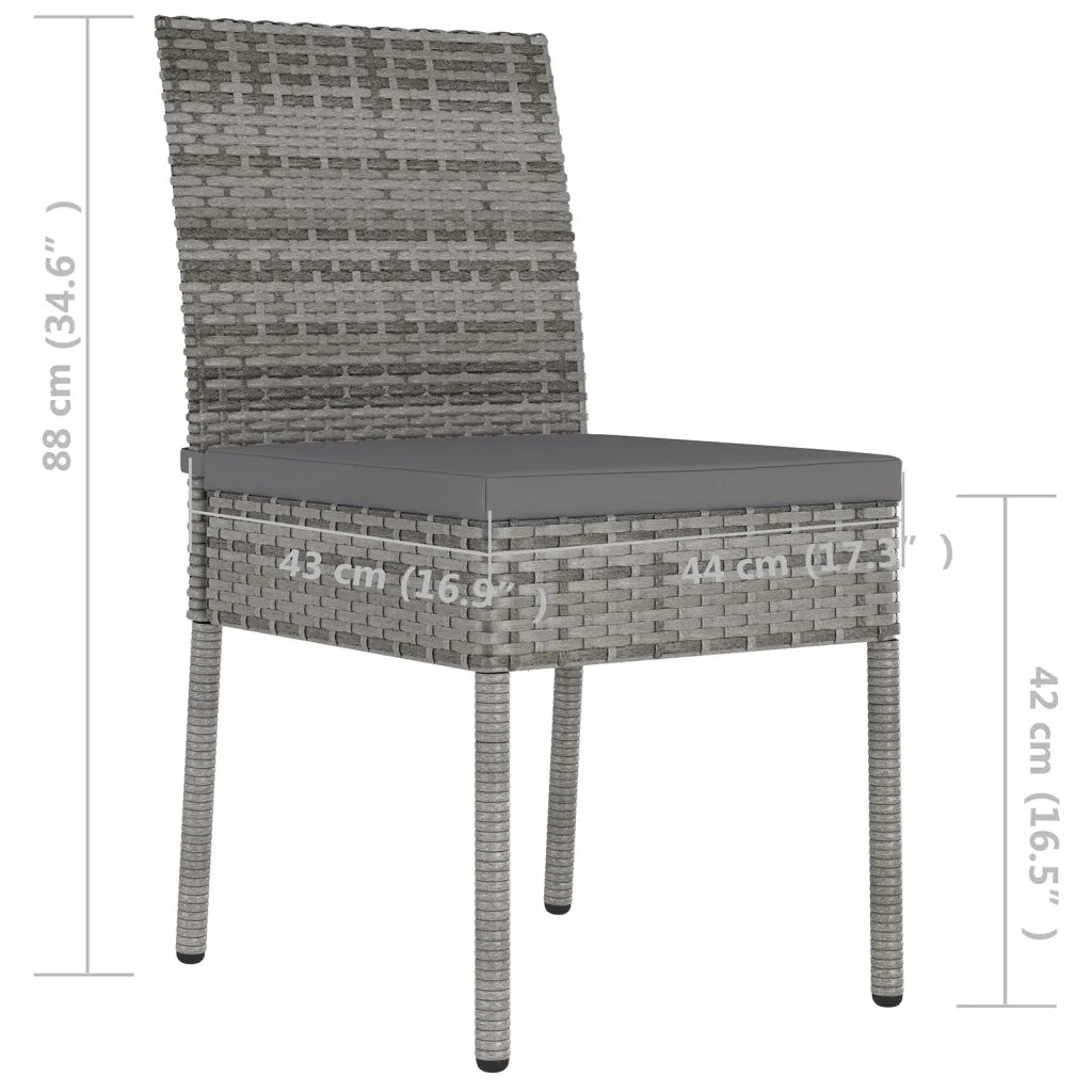 Sedie da Pranzo per Giardino 4 pz | Sedie da Esterno in Polyrattan Grigio