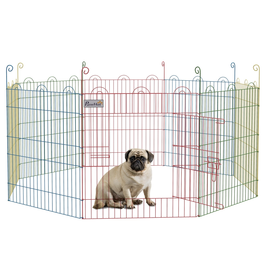 Recinto per Cani Pieghevole 8 Pannelli ¨C zephmum ¨C 156x60 cm Multicolore Metallo