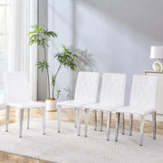 Set di 4 sedie da pranzo bianche e argento in PU