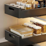 Lavastazione telescopico 25 cm - invertere in cucina - in posizione posteriore - in alluminio nero - organizzatore di cassetti - nessuna perforazione necessaria