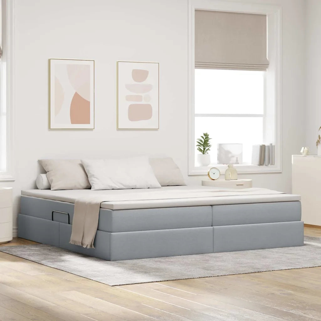 Letto con contenitore e materasso Grigio chiaro 200 x 200 cm