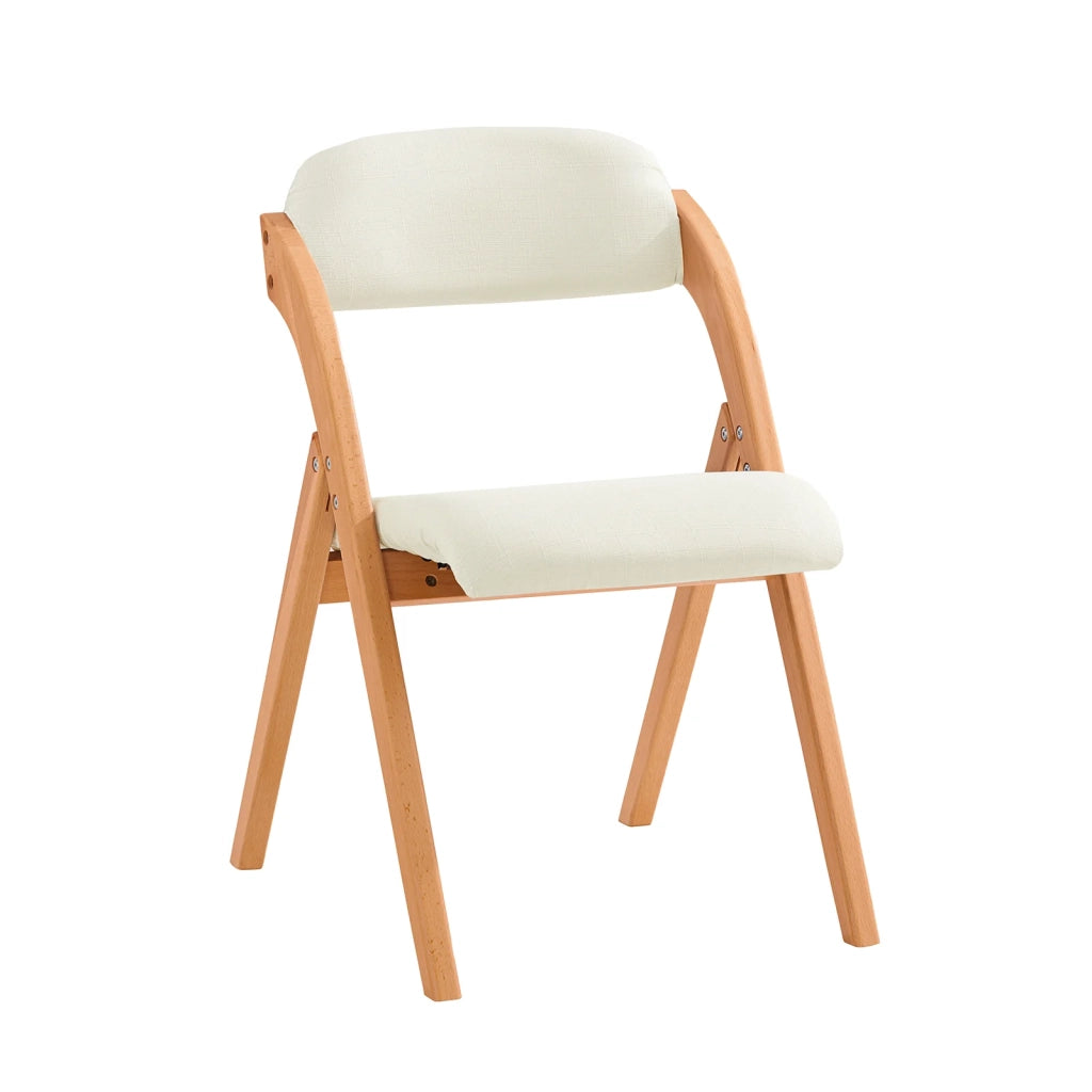 Sedia Pieghevole Sedia da cucina con sedile e schienale imbottiti Sedia da scrivania in faggio bianco FST92-W
