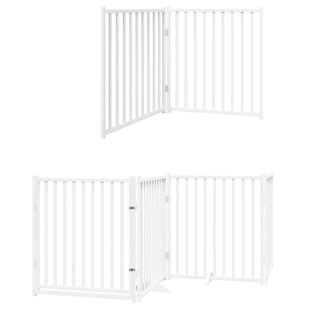 Cancello Cani Porta Pieghevole Bianco 10 Pannelli 800 cm Pioppo CFW1392439