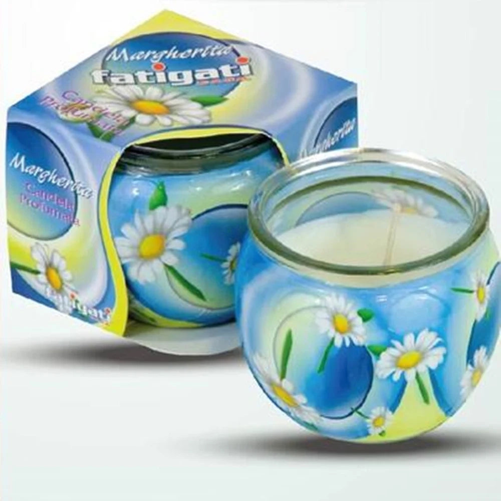 Trade Shop - Set 12pz Candela In Vasetto Vetro Profumo Alla Margherita Ambiente Decorativo 295463 -