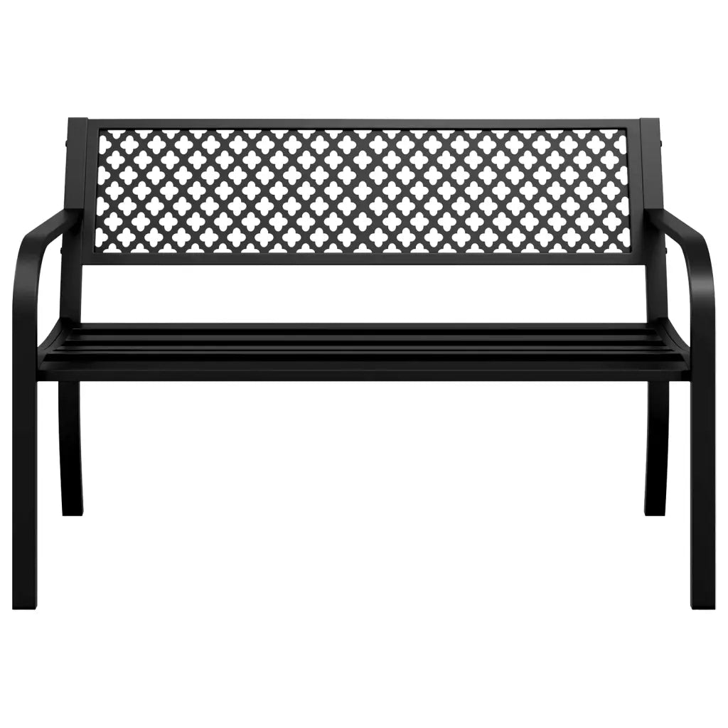 Panchina da Giardino 119 cm Nera in Acciaio 4002828