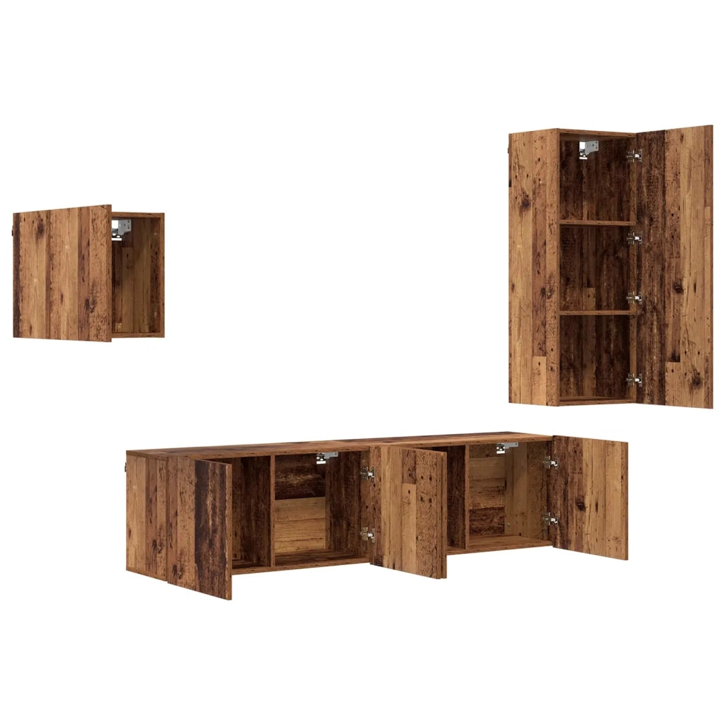 Mobile TV 4 pcs Legno vecchio Legno multistrato 3402764
