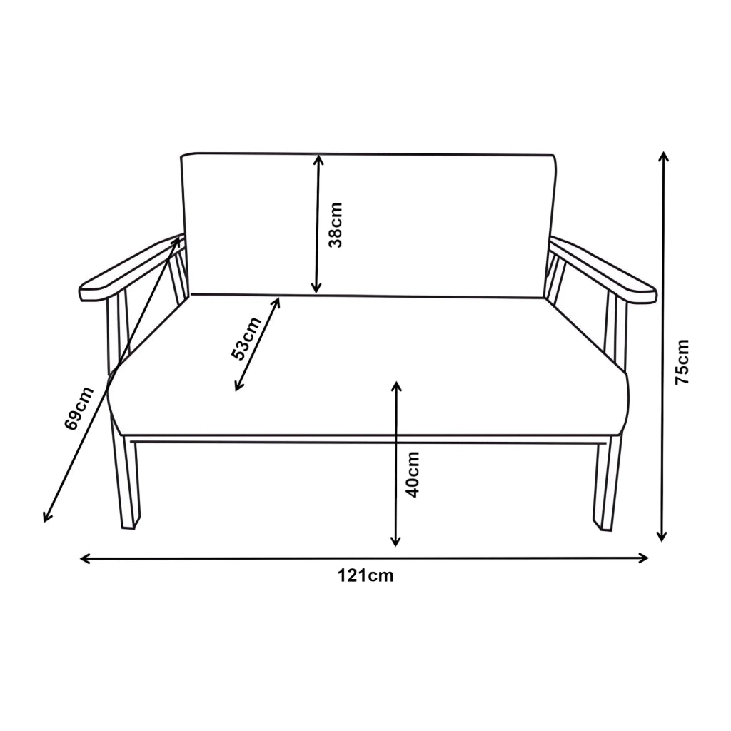 Divano/poltrona 2 posti 121 x 69 x 75 cm grigio 03_0009134