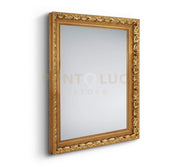 TANJA SPECCHIO DA PARETE CON CORNICE LAVORATA CON GANCI X INSTALLAZIONE ORIZZONTALE E VERTICALE ORO 55X70CM
