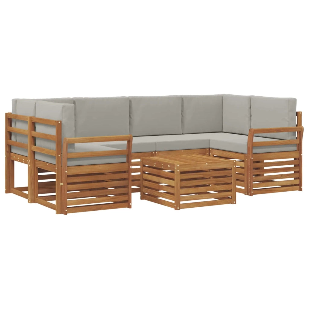 Set di divani da esterno 7 pcs Grigio Naturale e Chiaro