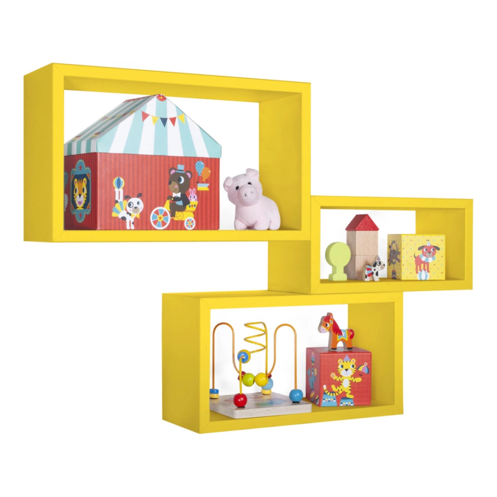 Set di 3 Mensole da Muro Modello TRITTCO. Misure 15.5x45.0x27.0 cm. fInitura  GIALLO CANARINO - MADE IN ITALY