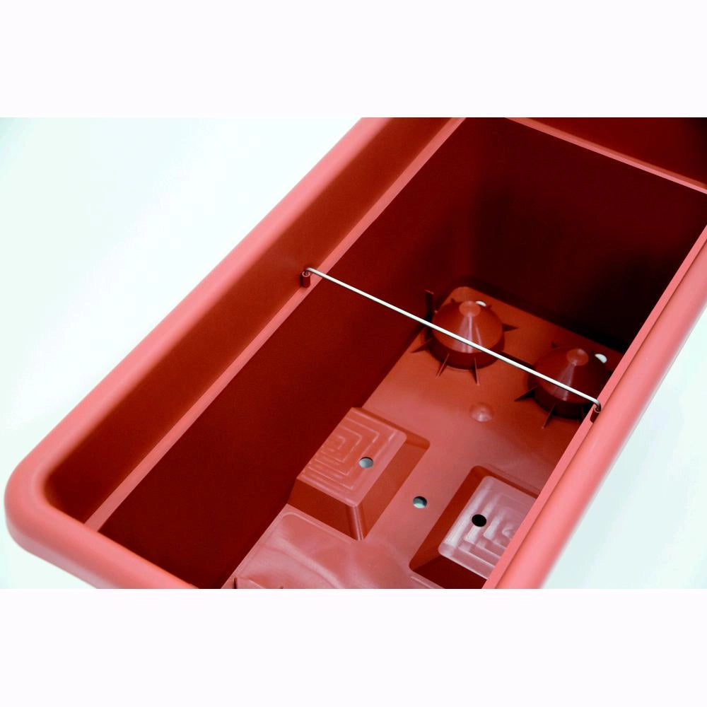 Vaso Rettangolare + Sottovaso in Plastica PPL Colore Terracotta 60x31,5x28H cm 35 Litri (MEGA)