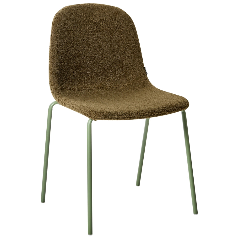Set di 2 sedie da conferenza tappezzate in bouclé verde con gambe in ferro Impilabili Mobili da ufficio