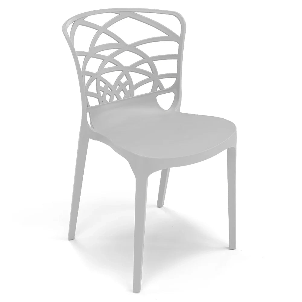 Set 2 sedie in polipropilene ARMONIA, impilabile, resistente ai raggi UV, design moderno, ideale per sala da pranzo, cucina, sala d’attesa, bar, ristoranti o giardino, colore Bianco