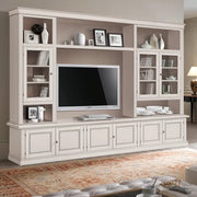 Parete attrezzata in legno shabby avorio anticato 286x50x227 - Mobili 2G
