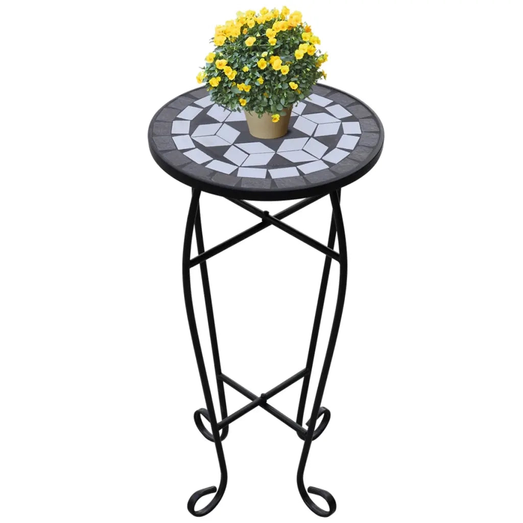 Tavolino Piante Modello Mosaico Bianco e Nero cod mxl 77158