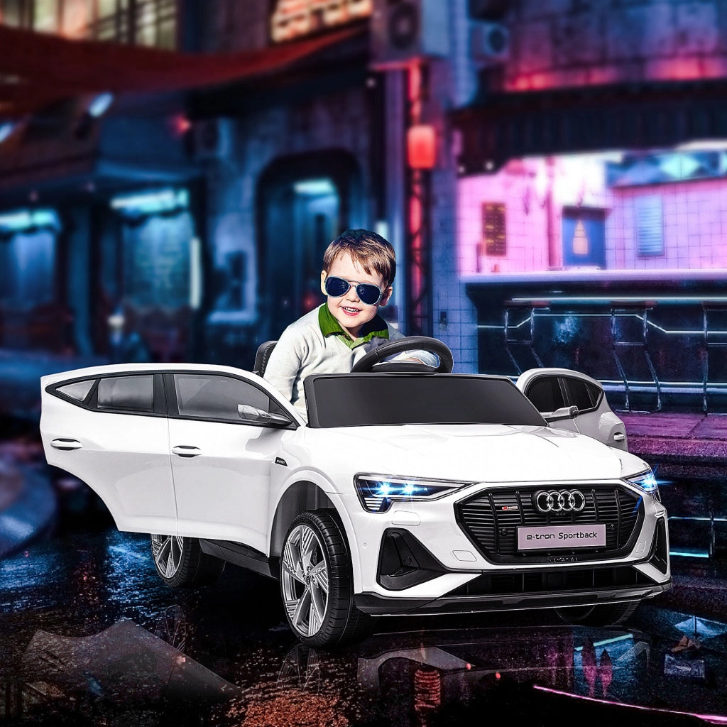EasyComfort Auto Elettrica per Bambini 3-5 Anni, Macchina 12V con Telecomando e Luci Colorate, Velocità Fino a 8km/h, Bianco