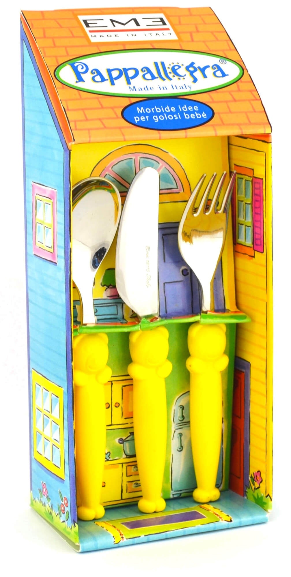 Set Posate per Bambini in Acciaio Eme Pappallegra Giallo