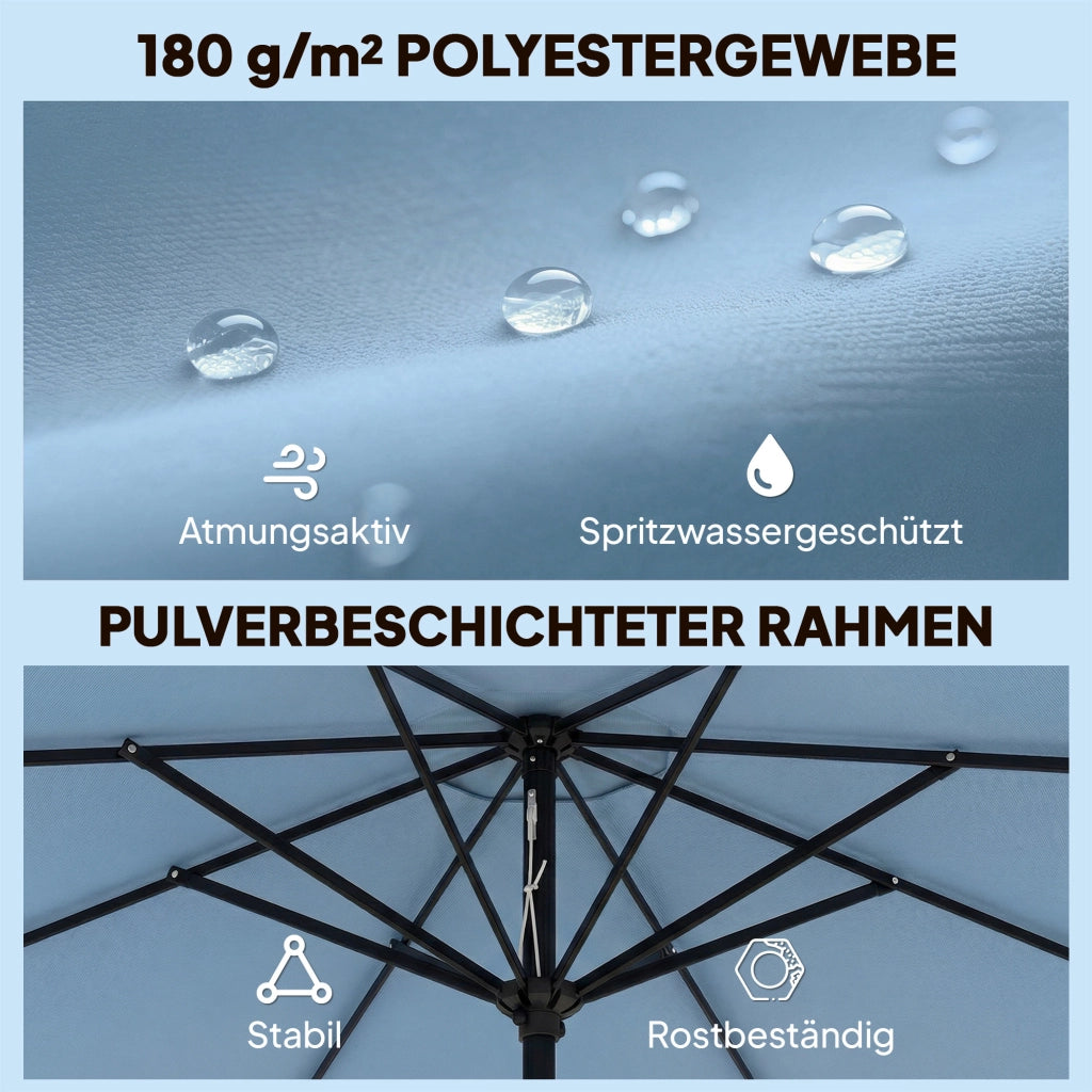 Ombrellone da balcone tondo con 8 stecche e inclinazione 3 posizioni ¨C zephmum ¨C blu cielo ?265x235 cm