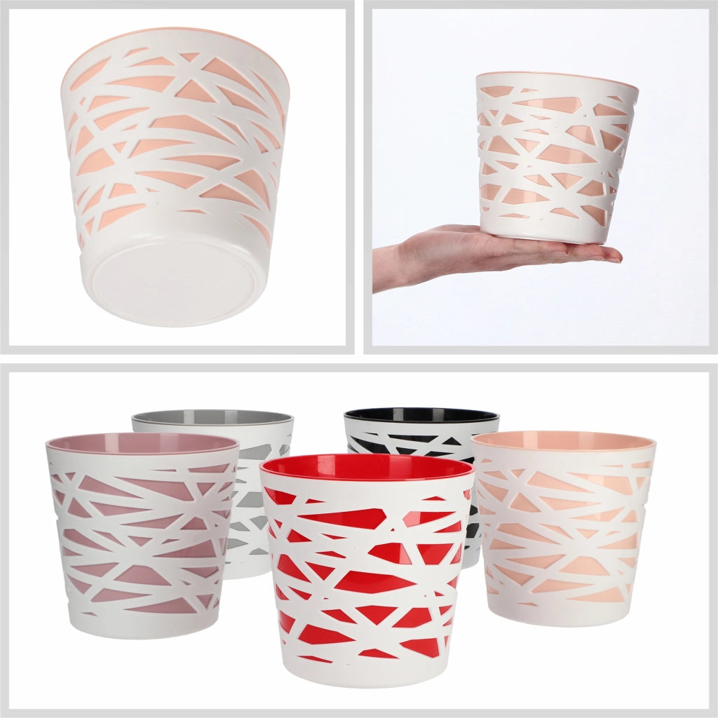 Vaso da fiori KADAX, coperchio in plastica, inserto, fiori, piante, 13 cm, color pesca