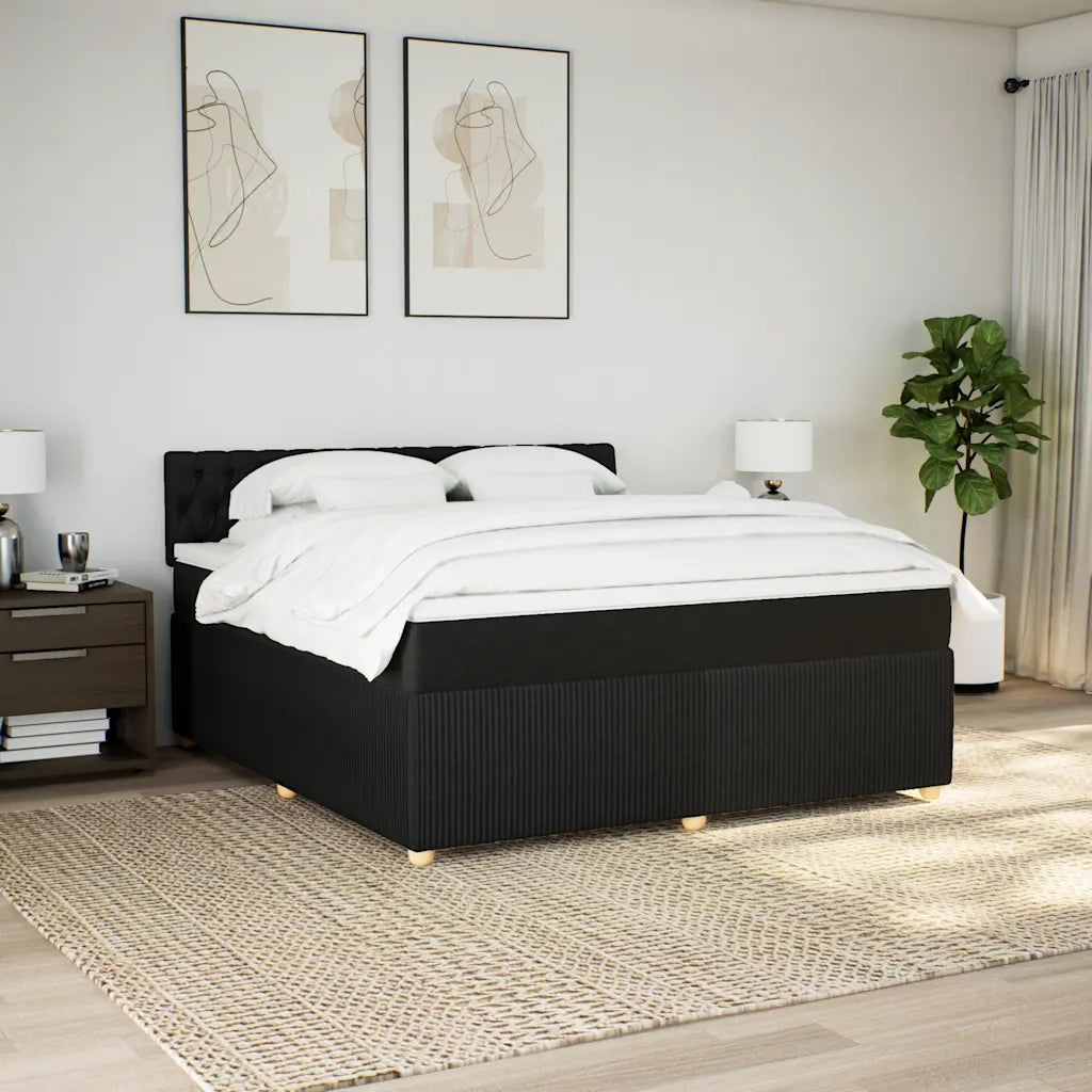 Giroletto a Molle con Materasso Nero 180x200 cm in Tessuto 3289844